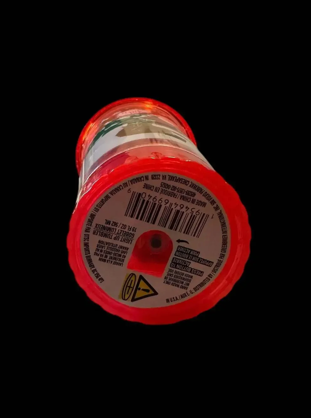 Christmas Santa Light Up Plastic Tumbler 19oz with Curly Straw